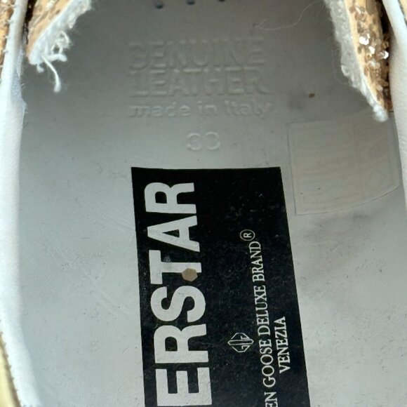 Golden Goose Superstar Low-Top Gold Glitter Sneaker 38 - Picture 8 of 10